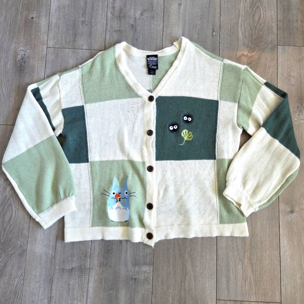 Her Universe My Neighbor Totoro Patchwork Cardigan Womens XL Green Ghibli Anime